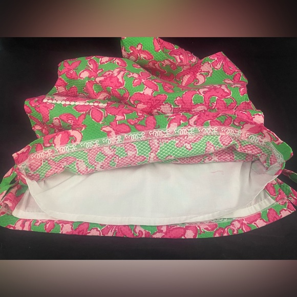 Girls Lilly Pulitzer sz 14 Green Pink Butterfly Floral Shift Dress w/ Pockets - Picture 10 of 11